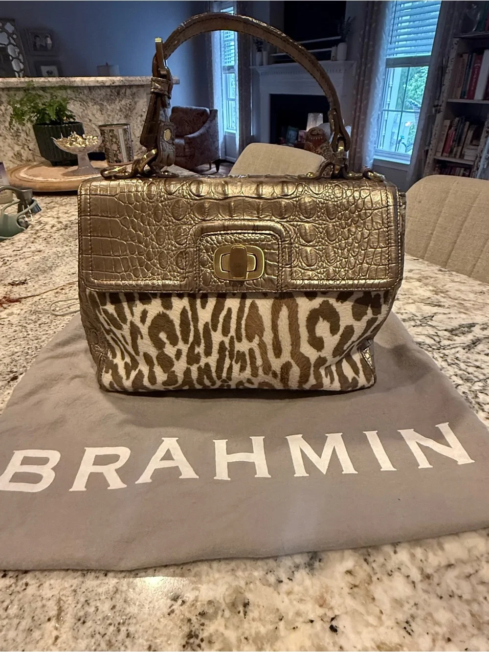 Brahmin Leopard Haircalf Satchel